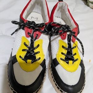 Marc Fisher Janette Espadrille Red Yellow Black White Sneakers Size 7